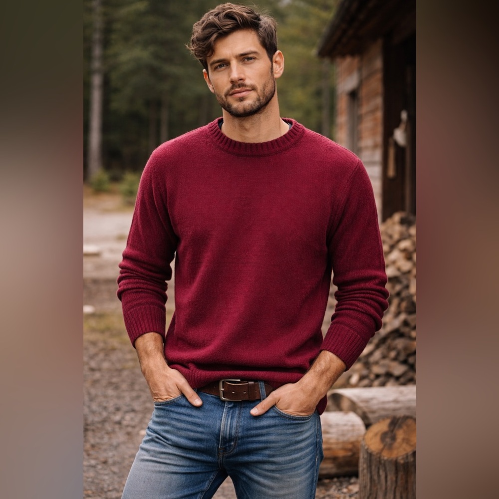 J. Crew Men’s rugged Merino Wool Pullover crewneck sweater Sz XL in Red